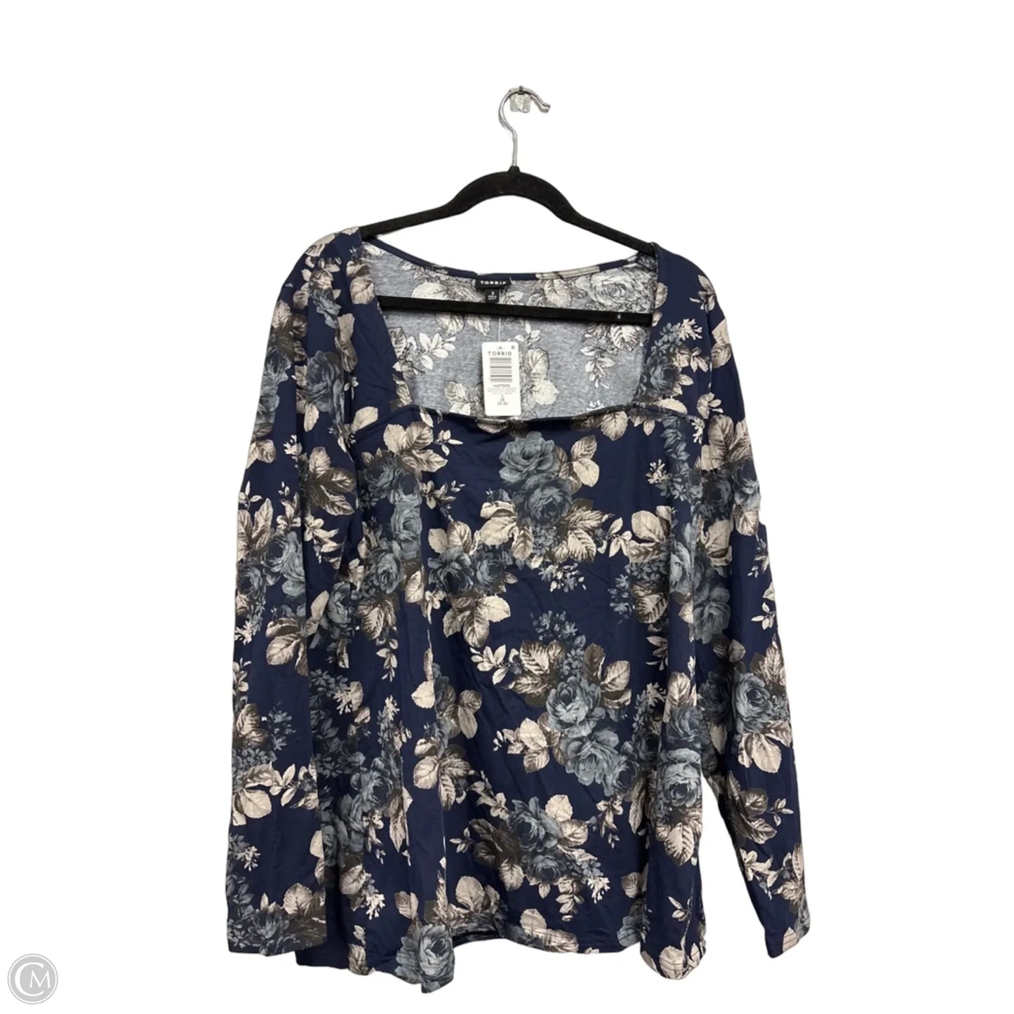 Top Long Sleeve By Torrid In Blue & Grey, Size: 3x