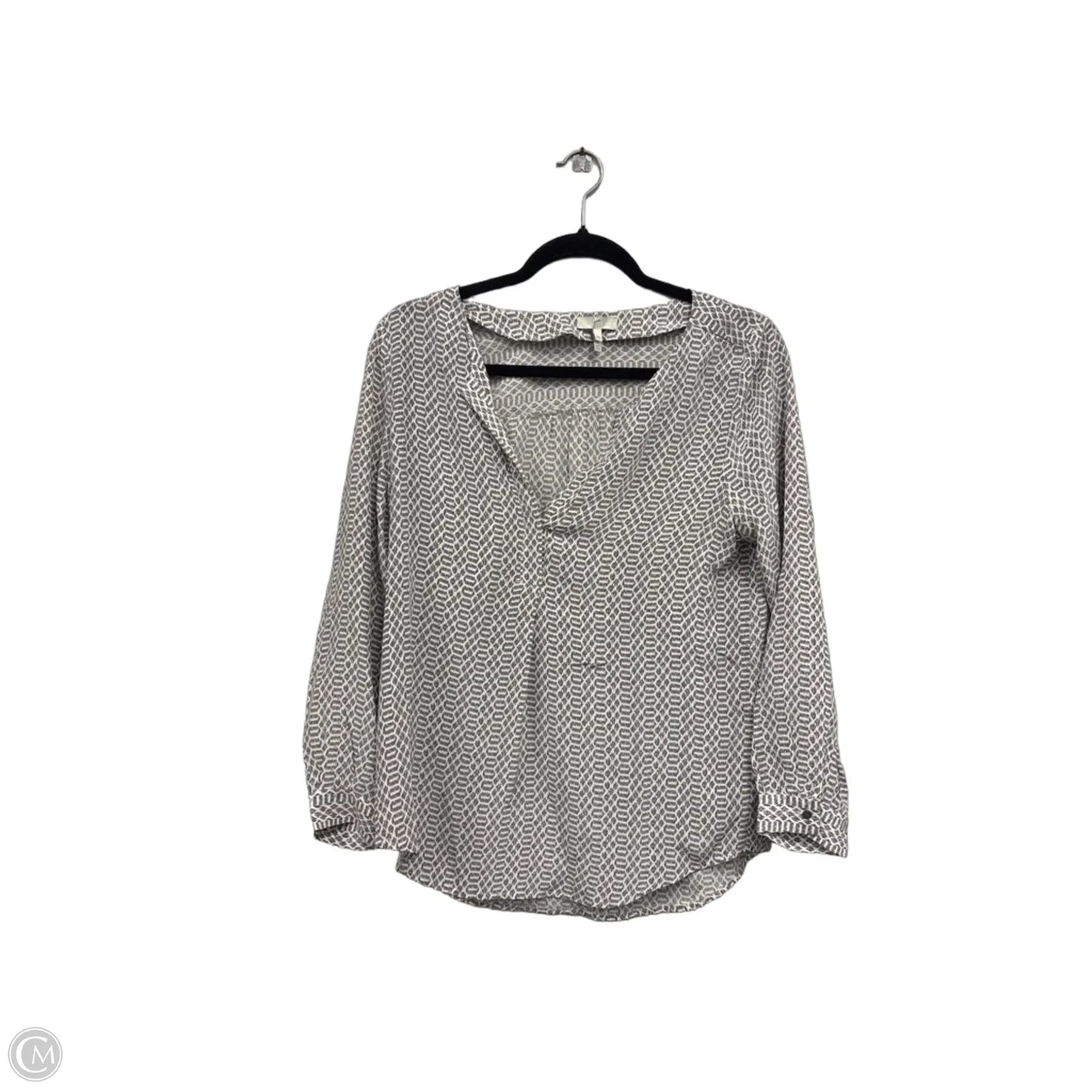 Blouse Long Sleeve By Joie In Grey & White, Size: Xs
