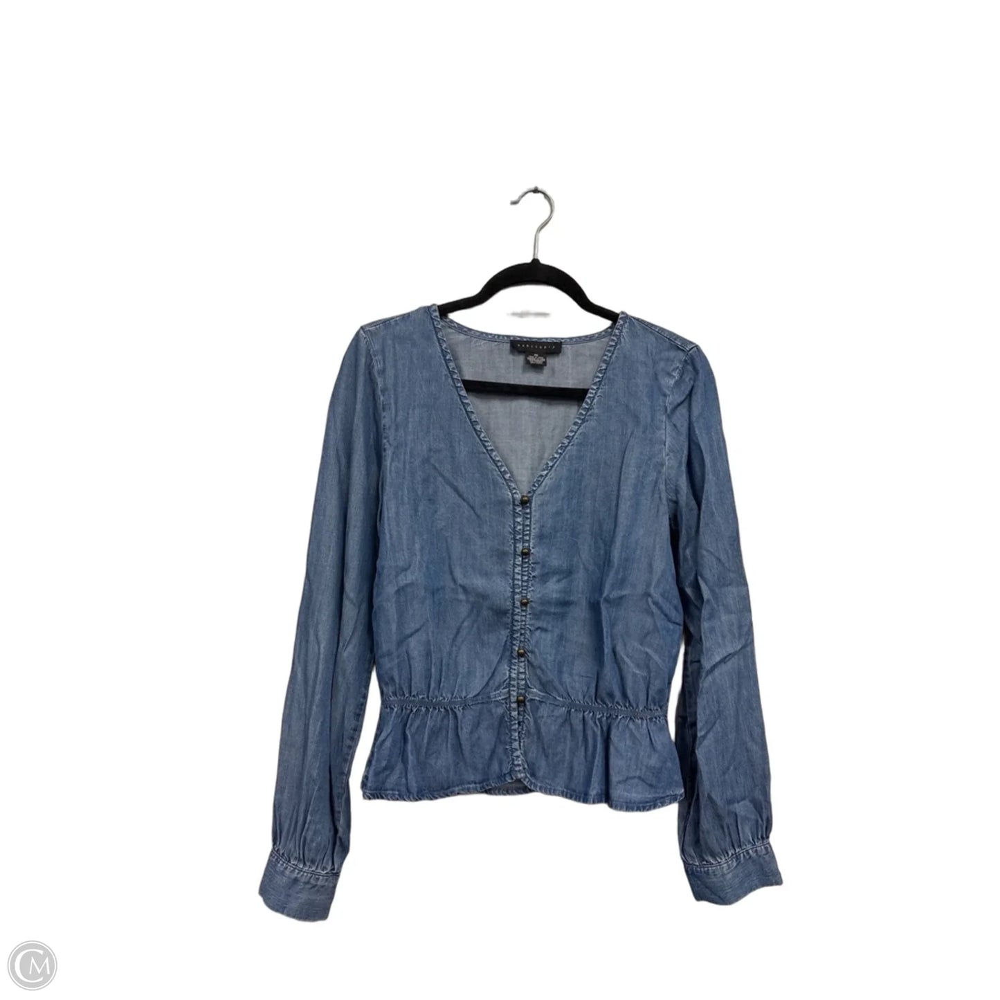 Blouse Long Sleeve By Sanctuary In Blue Denim, Size: Xs