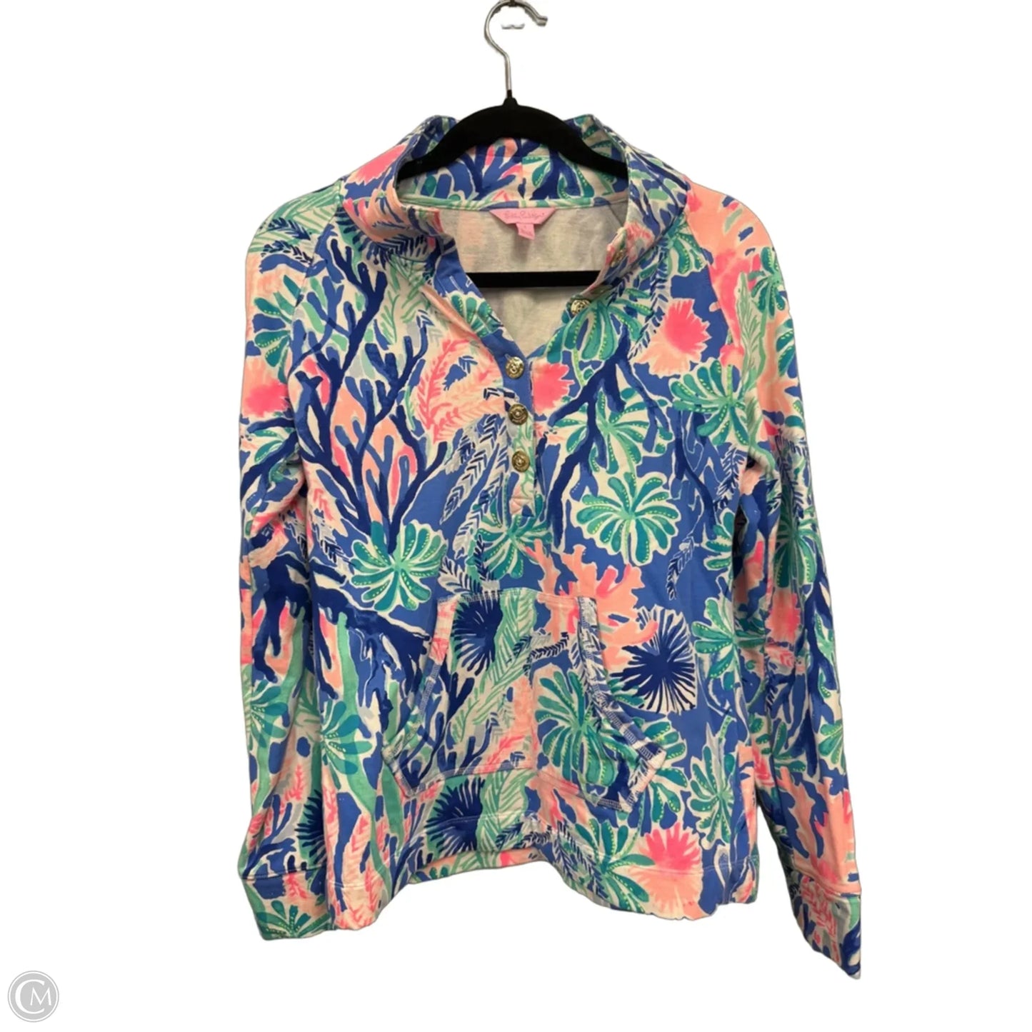 Top Long Sleeve Designer By Lilly Pulitzer In Blue & Pink, Size: S
