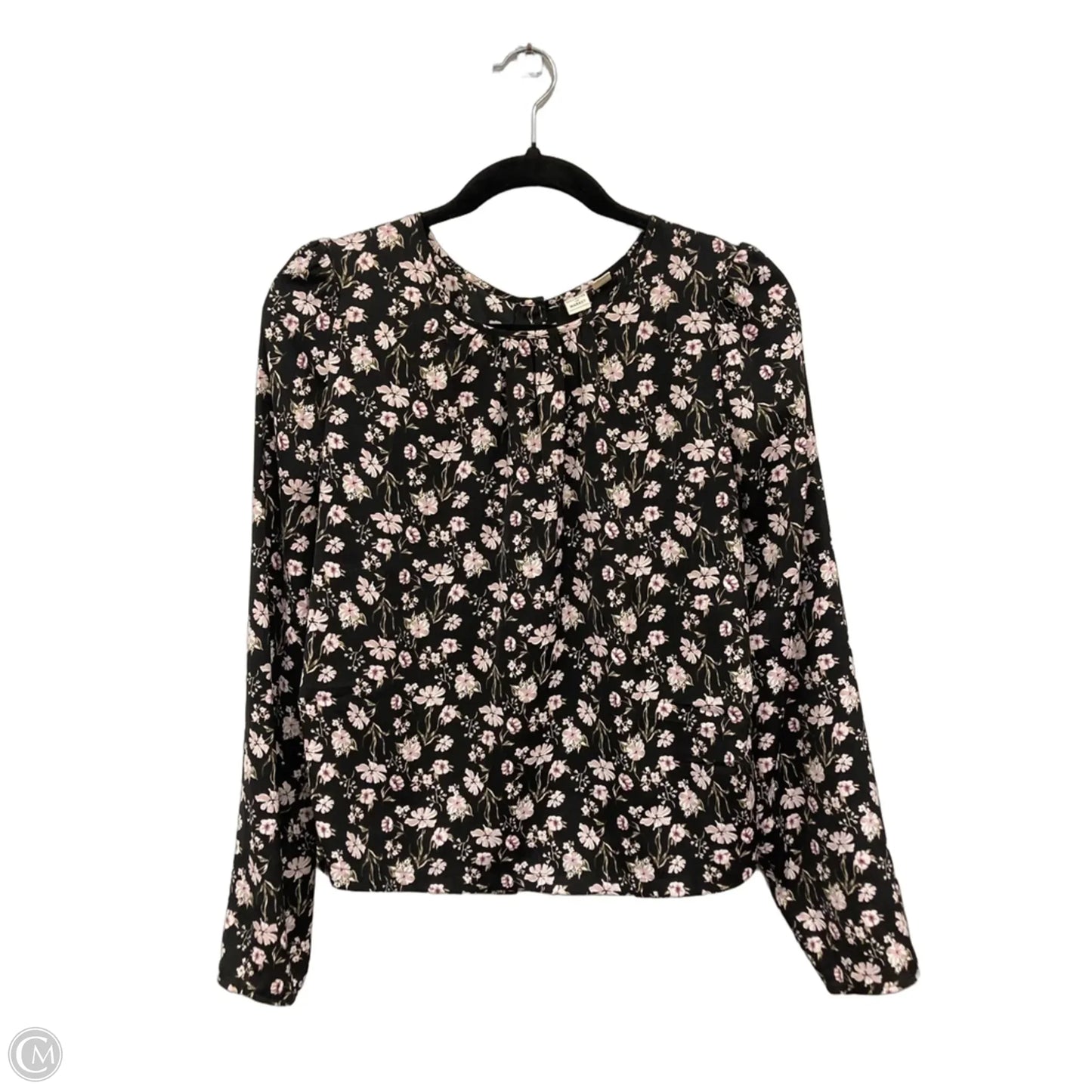 Blouse Long Sleeve By Melrose And Market In Black & Pink, Size: M