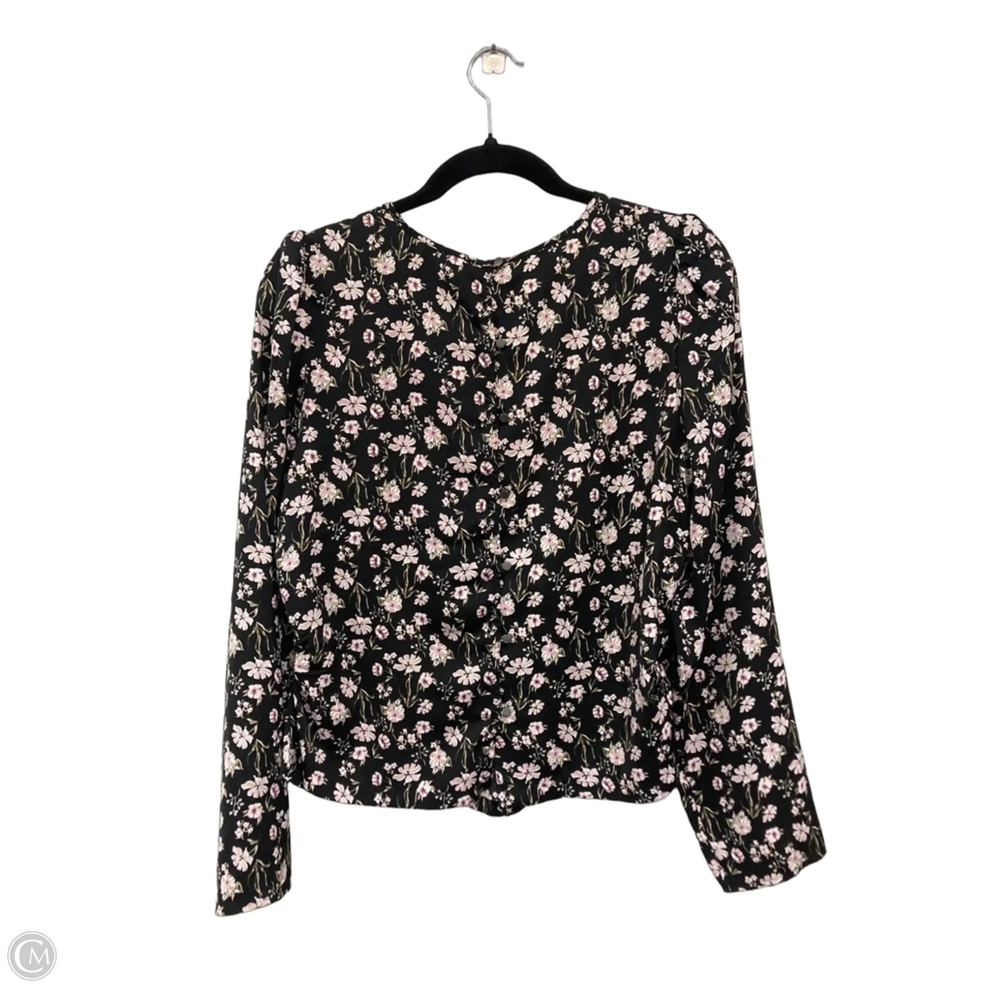 Blouse Long Sleeve By Melrose And Market In Black & Pink, Size: M