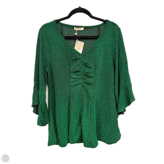 Blouse Long Sleeve By Timeson In Green, Size: Xl