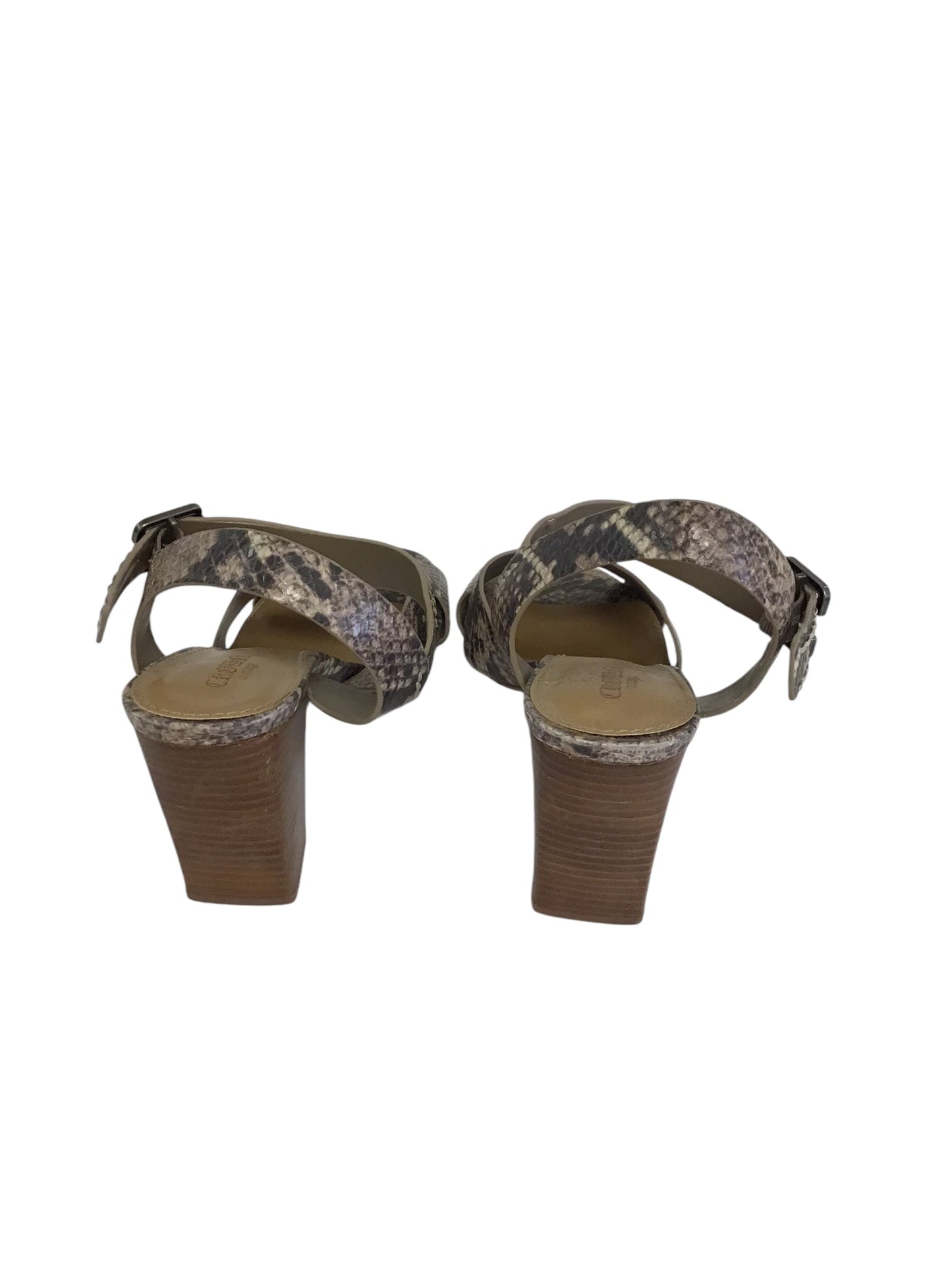 Sandals Heels Block By Crown Vintage In Snakeskin Print, Size: 8