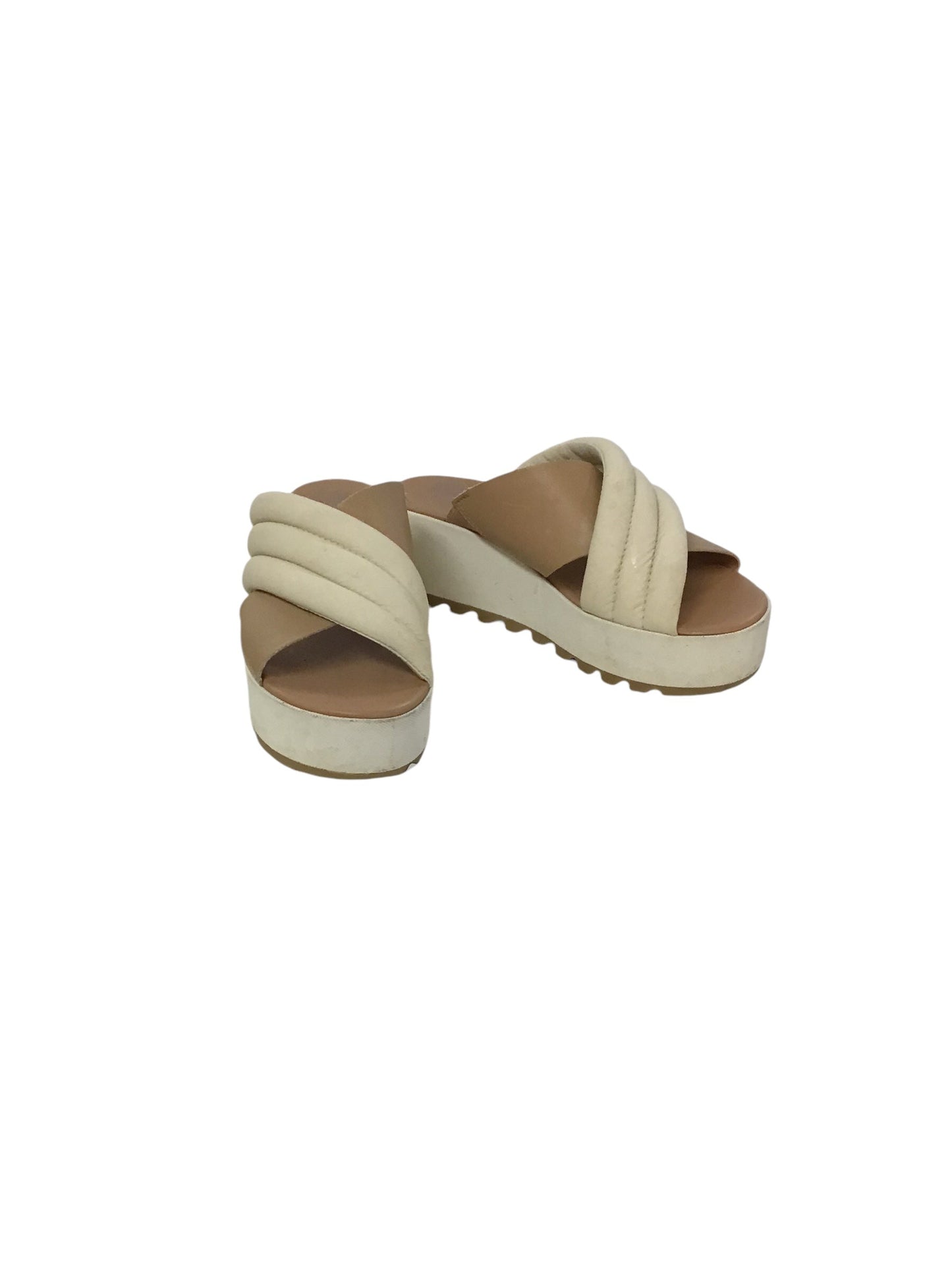 Sandals Heels Wedge By Sorel In Tan & White, Size: 7