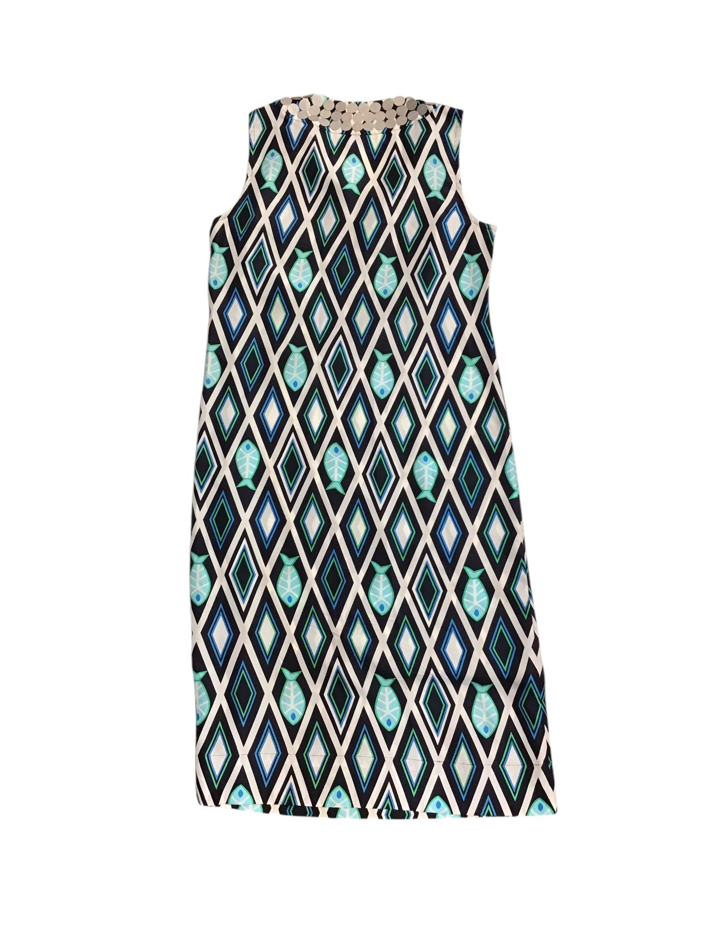 Dress Designer By Tory Burch In Black & Blue, Size: 8