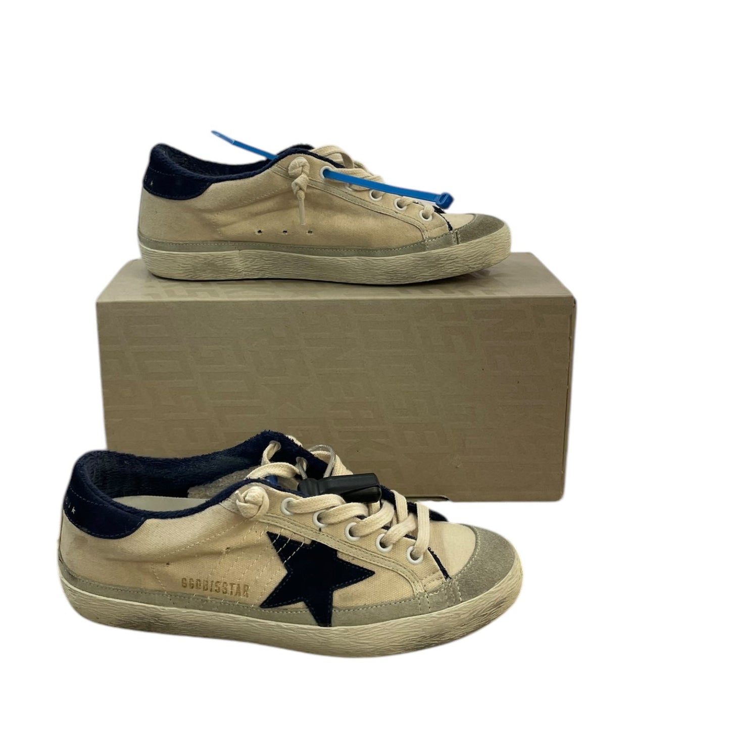 Shoes Designer By Golden Goose In Blue & Cream, Size: 6.5