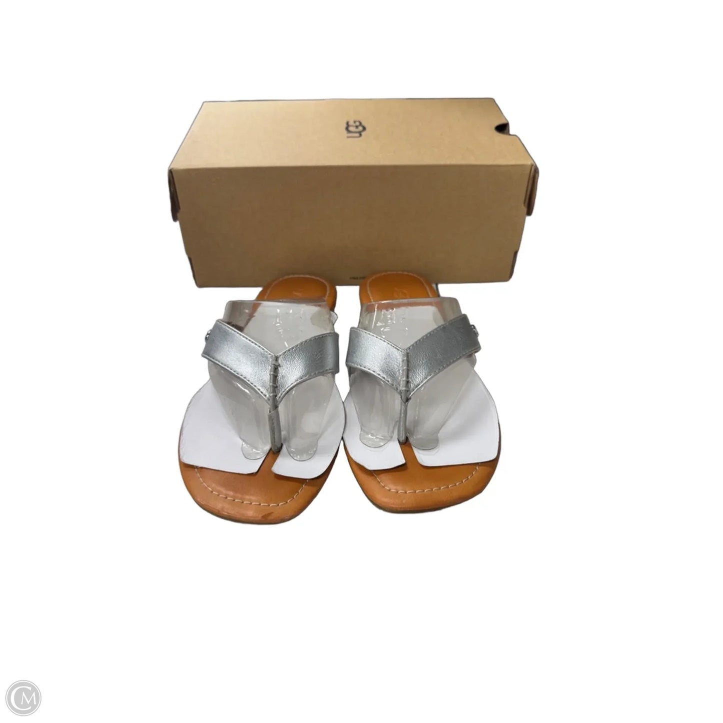 Sandals Designer By Ugg In Silver, Size: 7