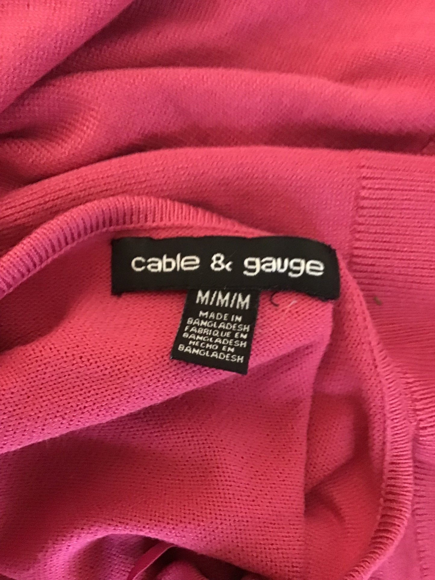 Pink Sweater Cable And Gauge, Size M