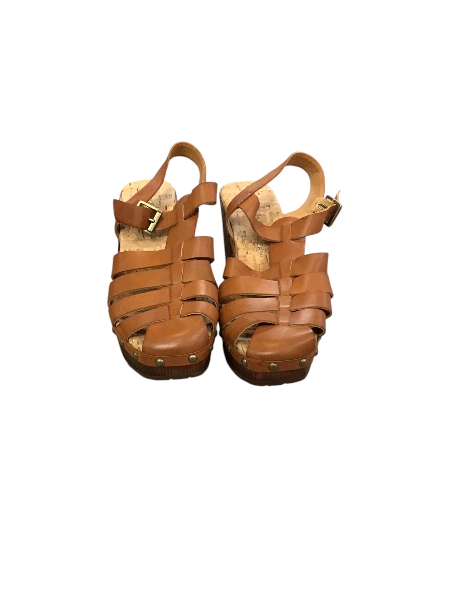 Sandals Heels Block By Korks In Brown, Size: 6