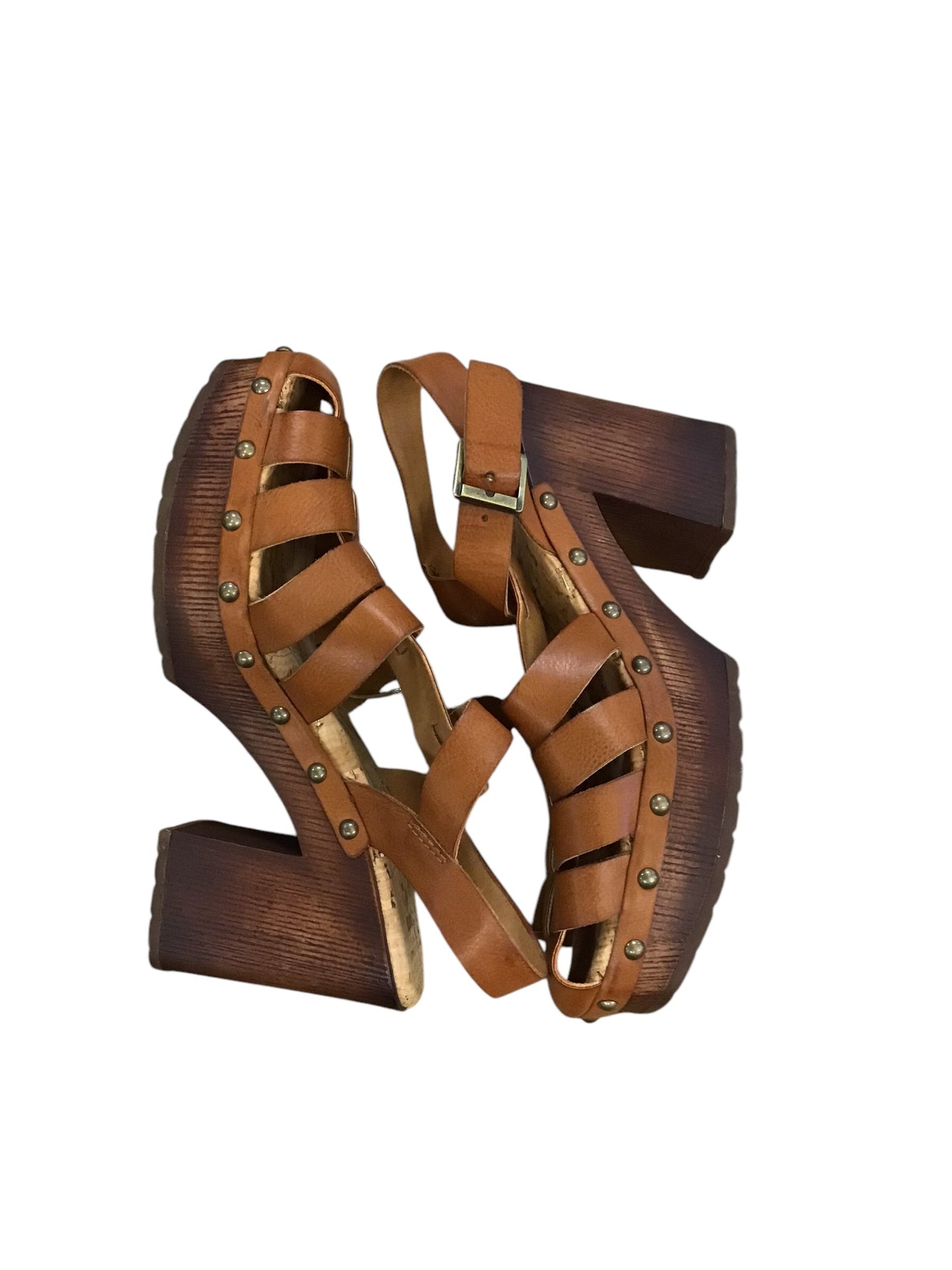 Sandals Heels Block By Korks In Brown, Size: 6