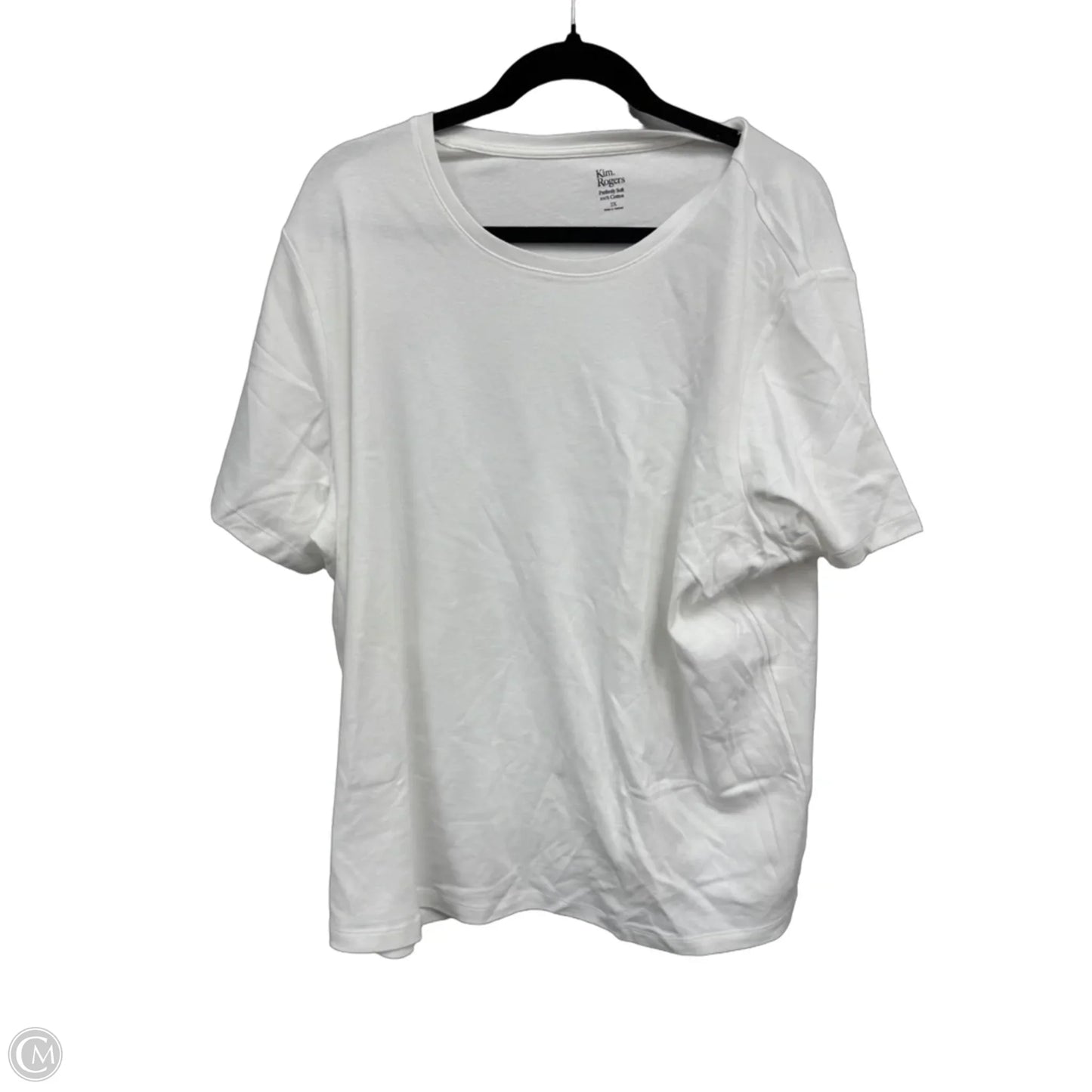 Top Short Sleeve By Kim Rogers In White, Size: 2x