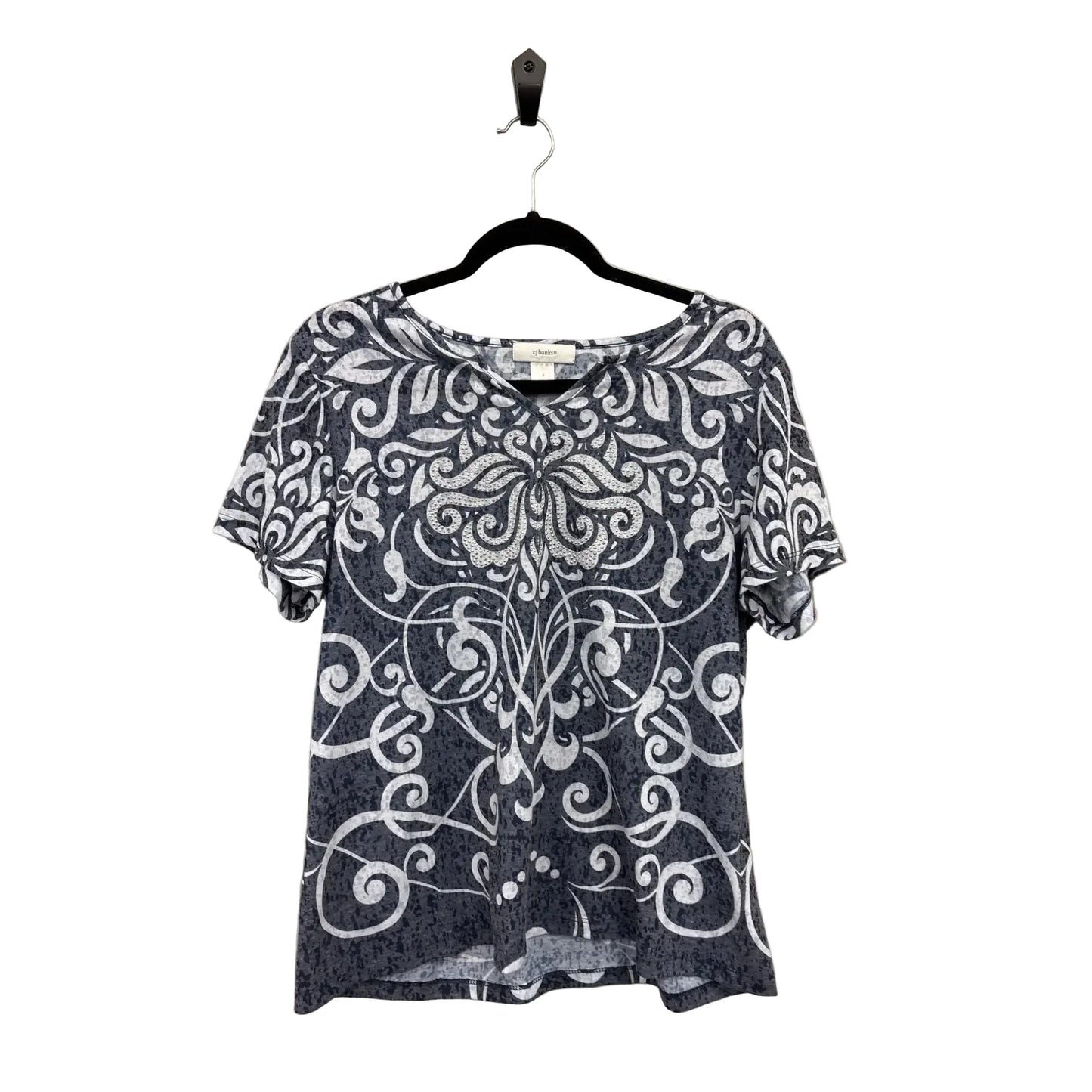 Top Short Sleeve By Cj Banks In Blue & White, Size: Xl