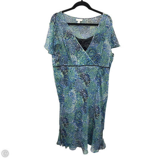 Dress Casual Midi By Charter Club In Blue & Green, Size: 18