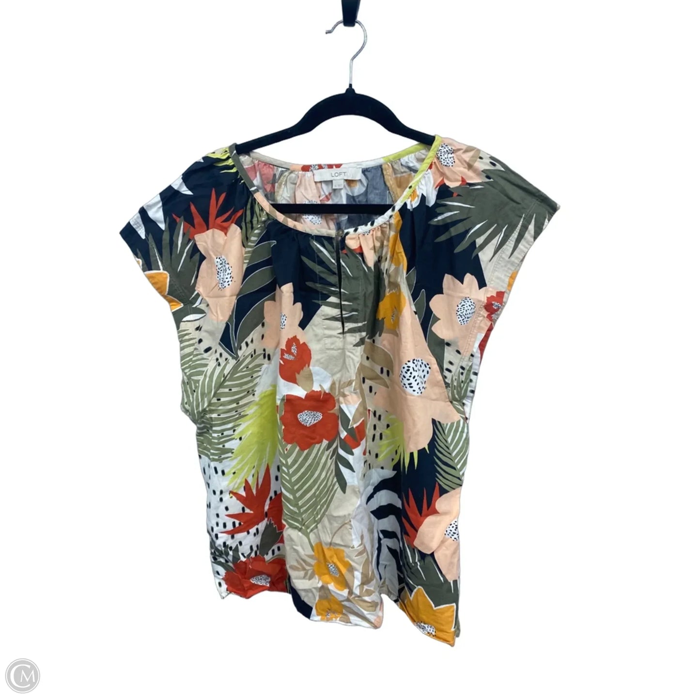 Top Short Sleeve By Loft In Floral Print, Size: Xl