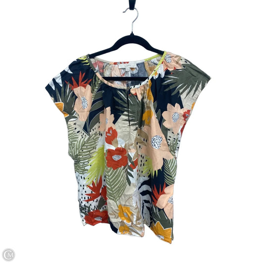 Top Short Sleeve By Loft In Floral Print, Size: Xl