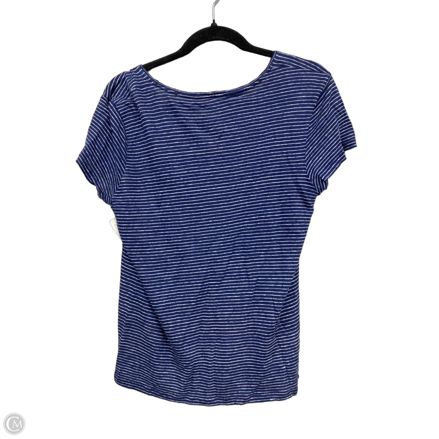 Top Short Sleeve Luxury Designer By Burberry In Blue & White, Size: L