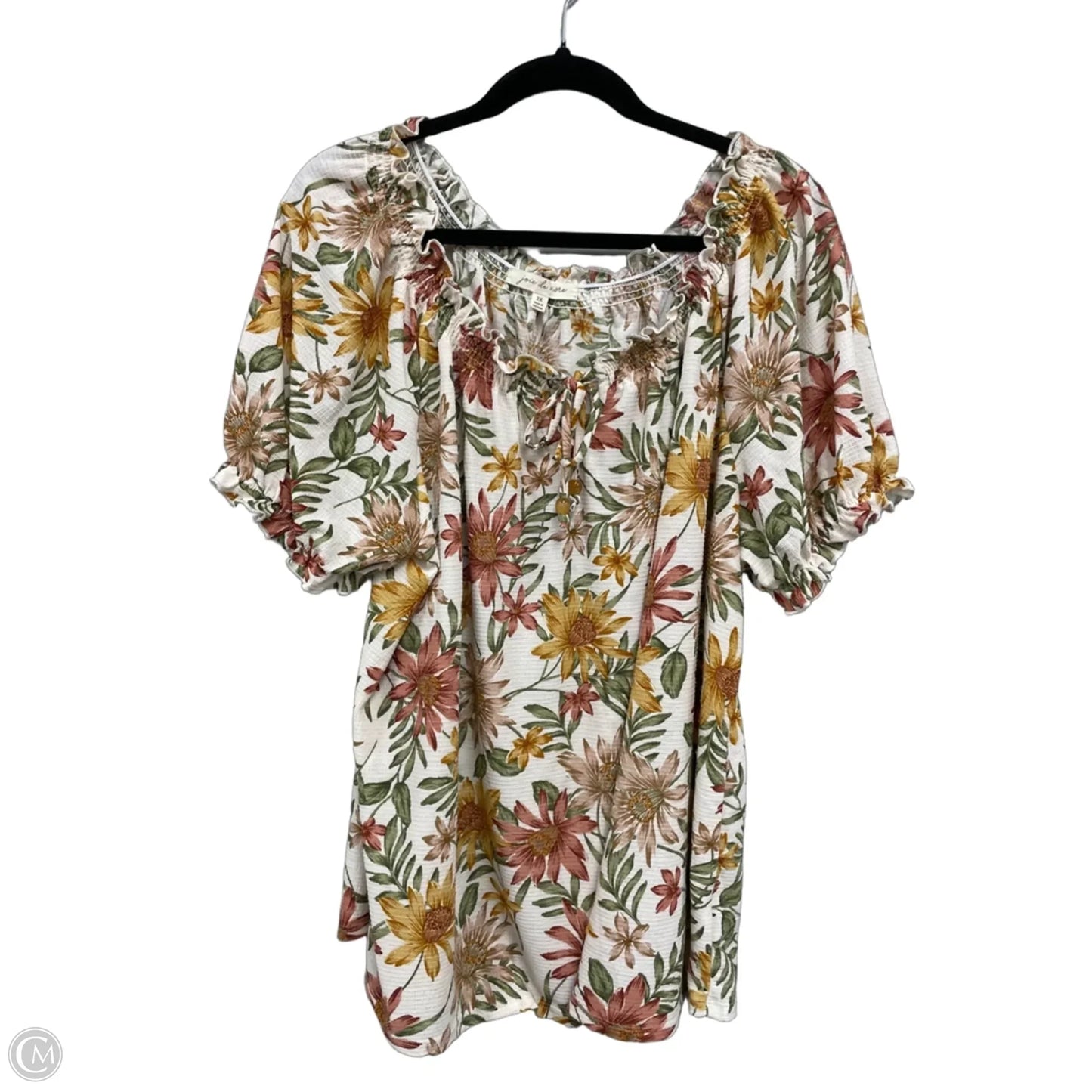 Top Short Sleeve By Joie In Floral Print, Size: 3x