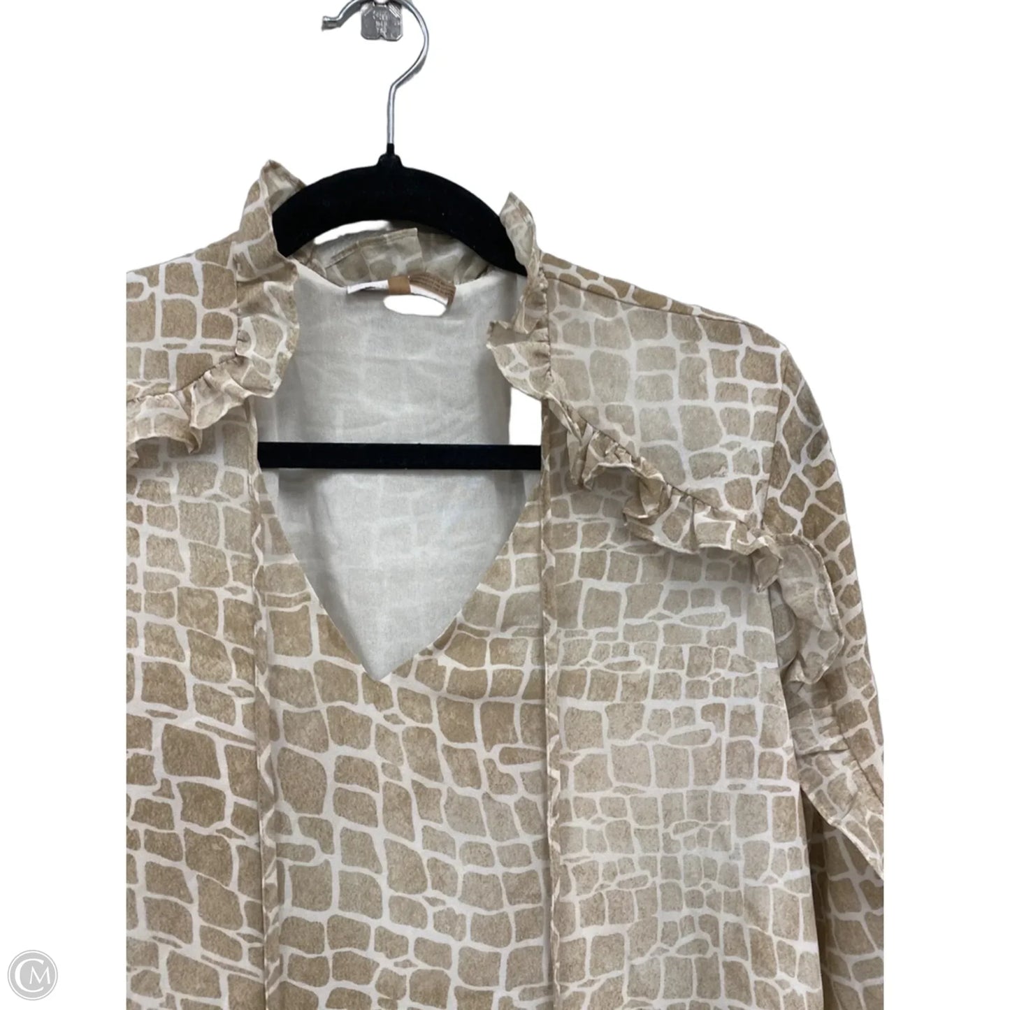 Blouse Long Sleeve By Calvin Klein In Animal Print, Size: L