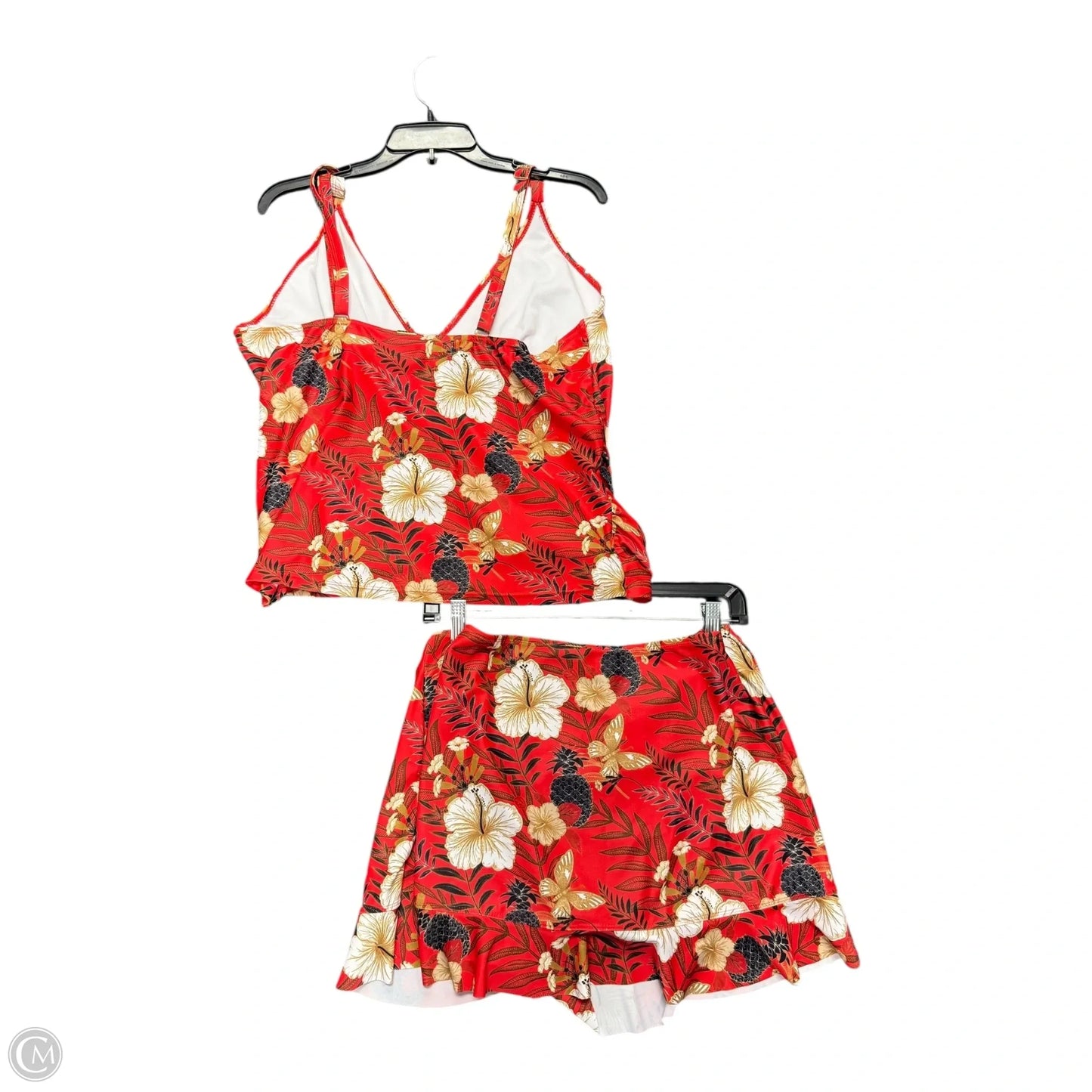 Swimsuit 2pc By Nicole By Nicole Miller In Red & Tan, Size: 3x