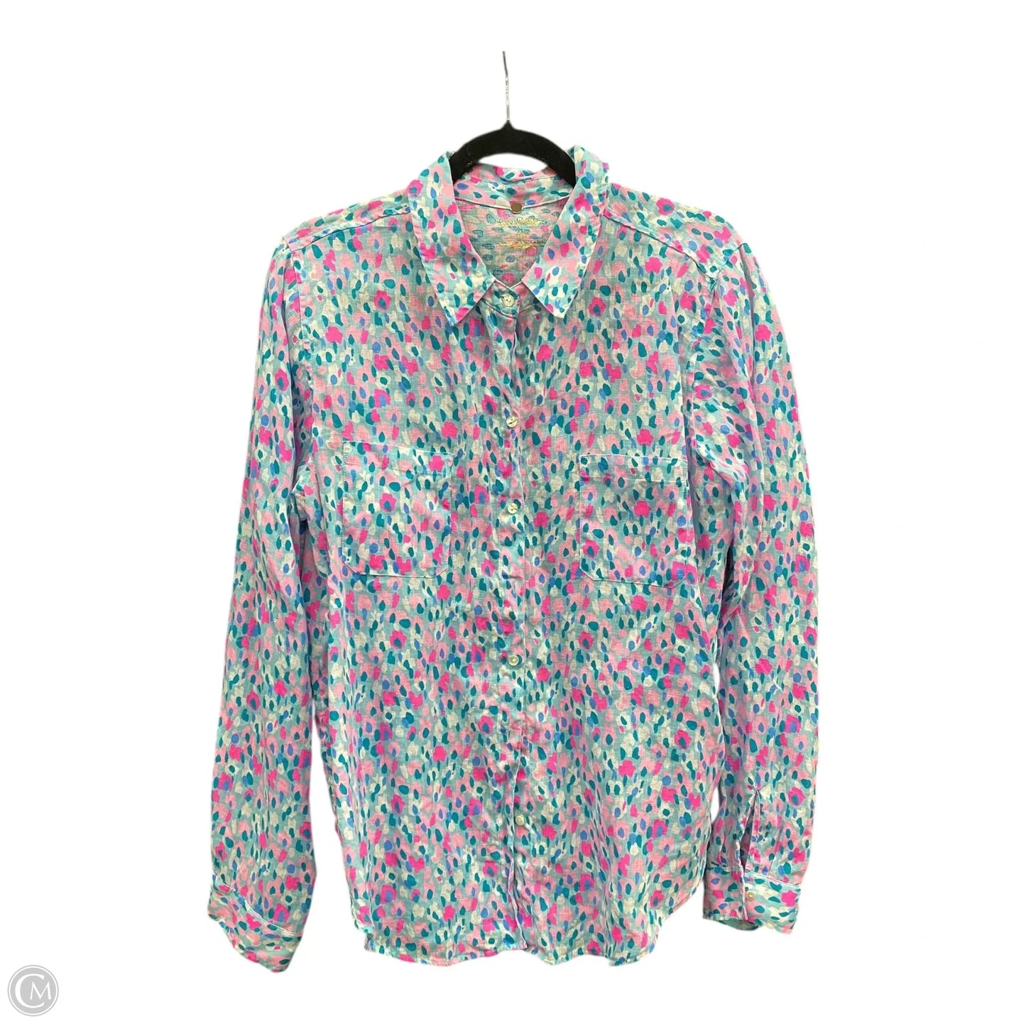 Top Long Sleeve Designer By Lilly Pulitzer In Blue & Pink, Size: Xl