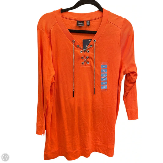 Top 3/4 Sleeve By Rafaella In Orange, Size: Xl