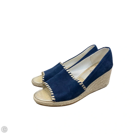 Sandals Heels Wedge By Jack Rogers In Blue & Gold, Size: 7