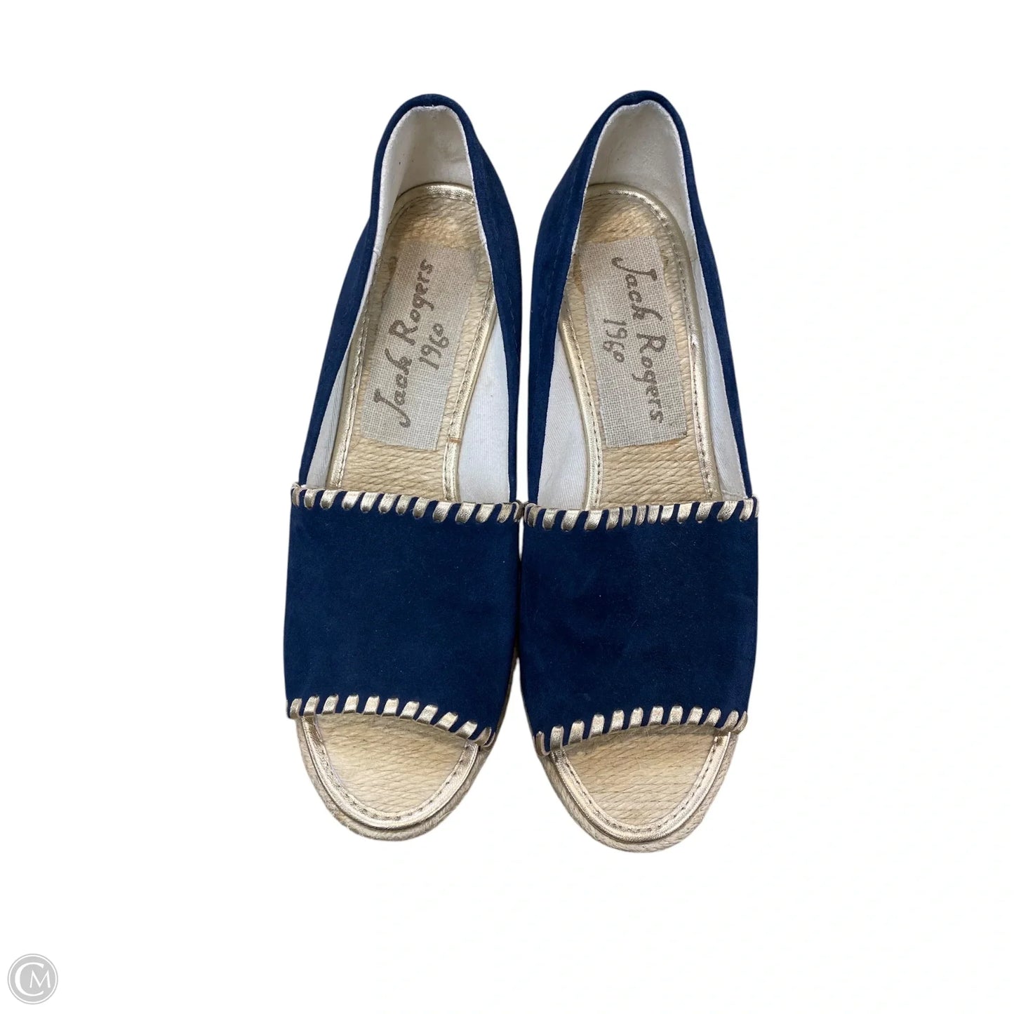 Sandals Heels Wedge By Jack Rogers In Blue & Gold, Size: 7