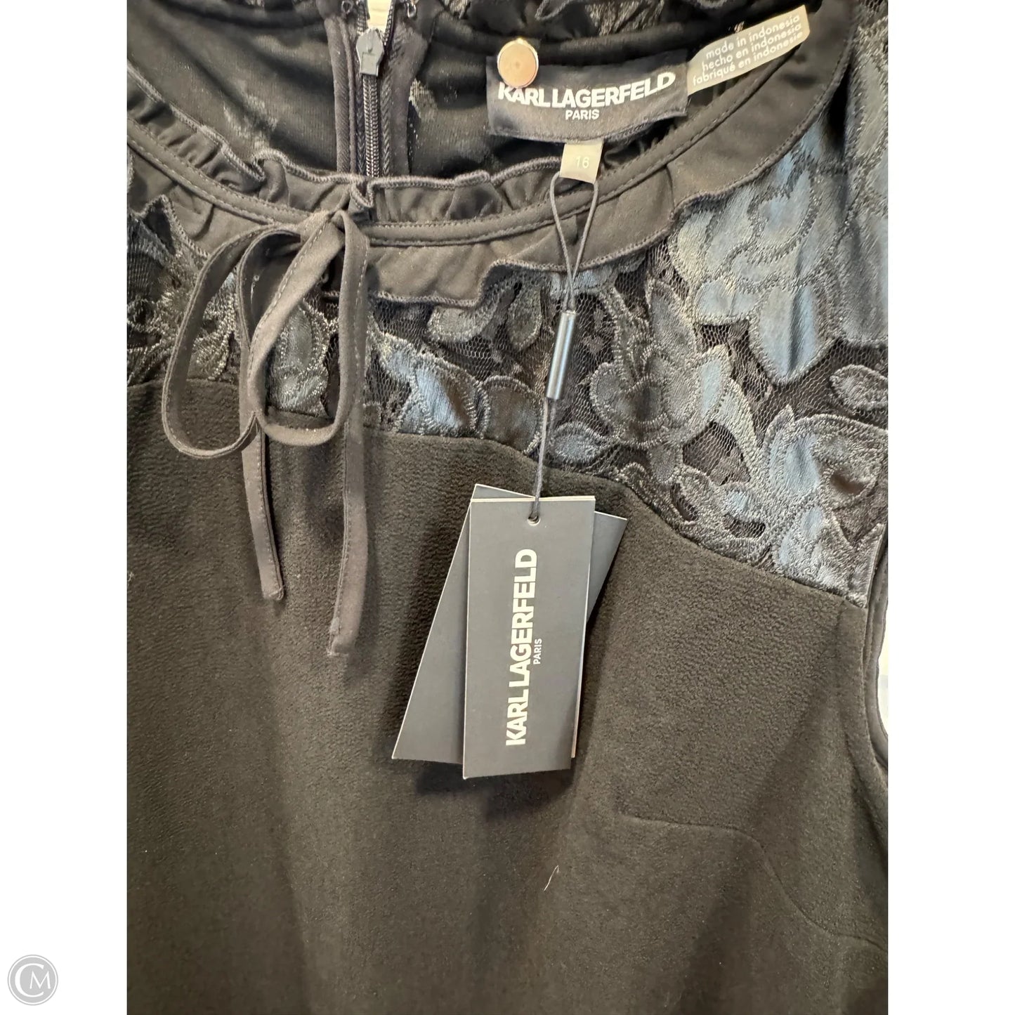 Dress Designer By Karl Lagerfeld In Black, Size: 16