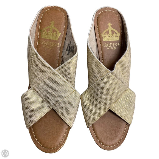 Sandals Heels Wedge By Crown Vintage In Gold, Size: 8.5