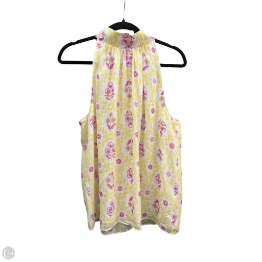 Blouse Sleeveless By Ann Taylor In Pink & Yellow, Size: L