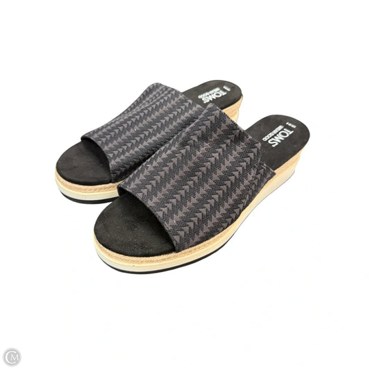 Sandals Heels Wedge By Toms In Black & Cream, Size: 9