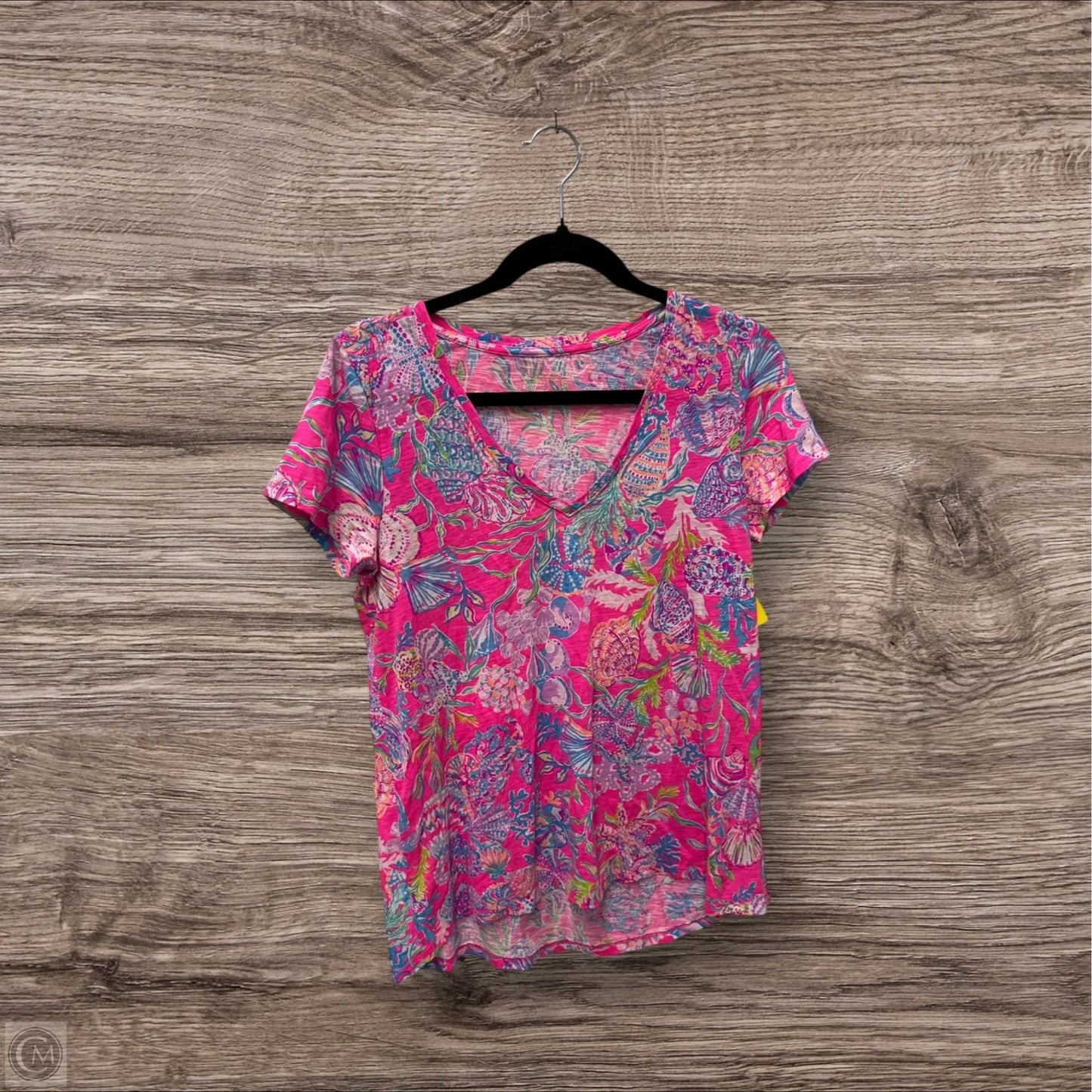 Top Short Sleeve Designer By Lilly Pulitzer In Pink & Purple, Size: S