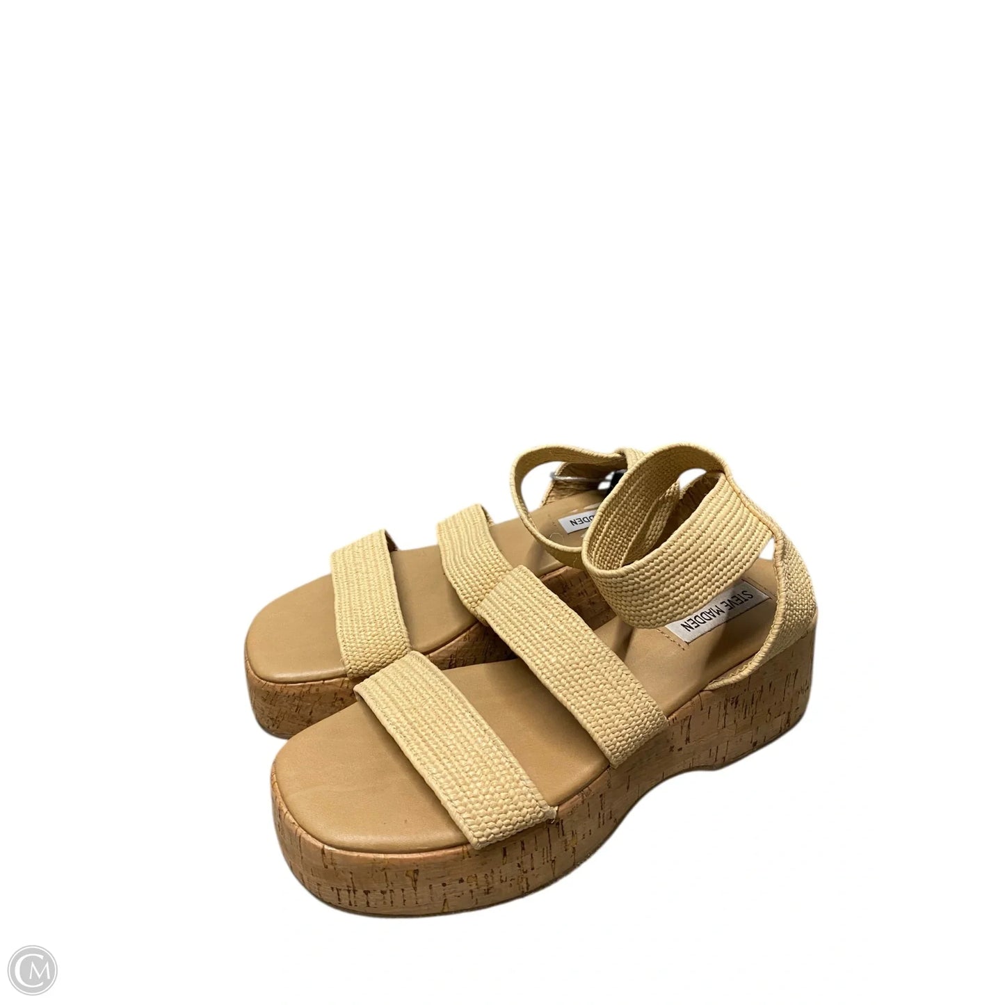 Sandals Heels Platform By Steve Madden In Tan, Size: 8