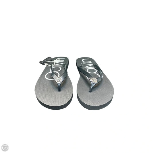 Sandals Flip Flops By Calvin Klein In Black, Size: 8