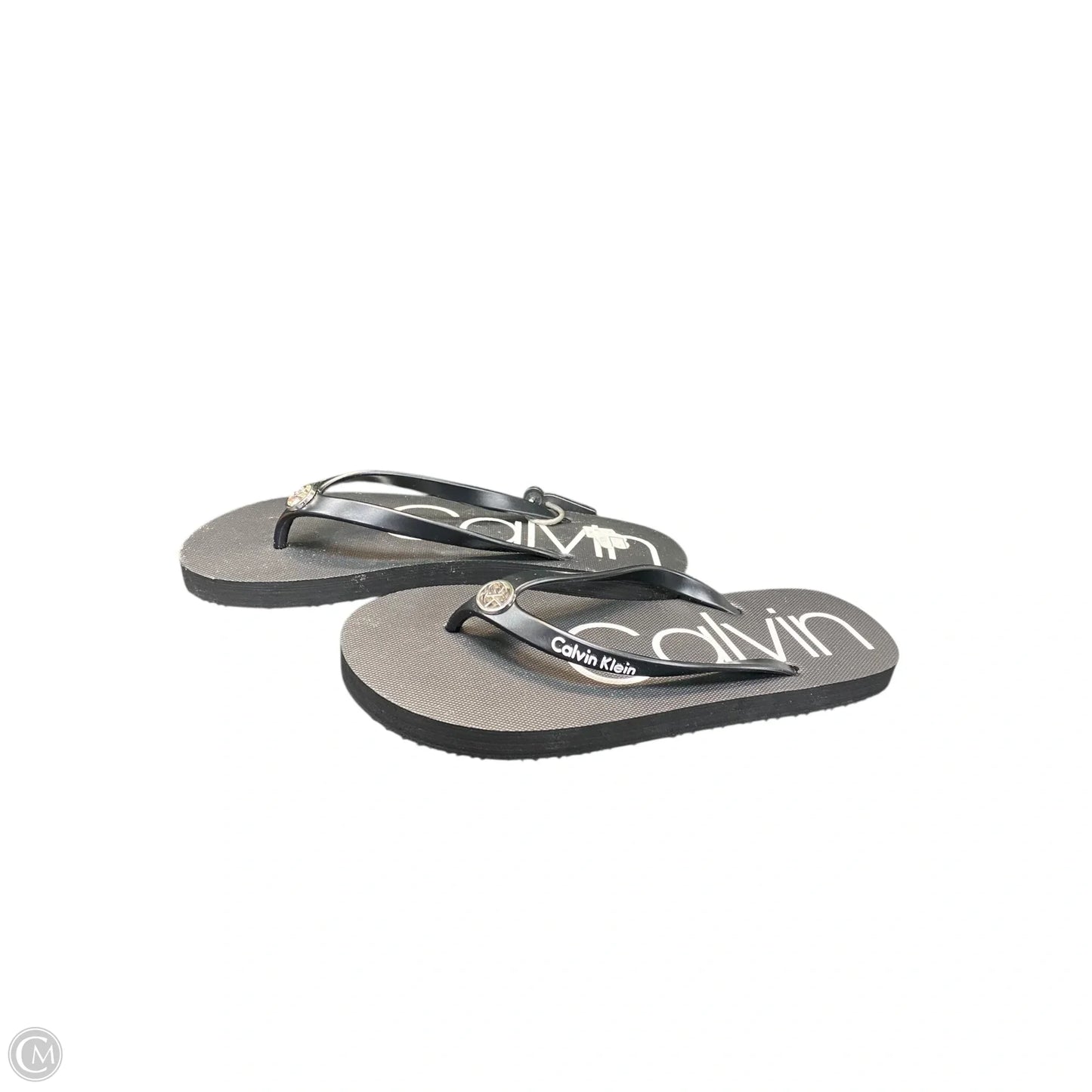 Sandals Flip Flops By Calvin Klein In Black, Size: 8