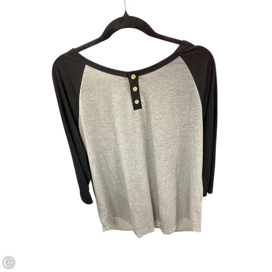 Top 3/4 Sleeve By Clothes Mentor In Black & Grey, Size: 2x