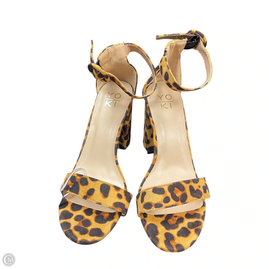 Sandals Heels Block By Yoki In Animal Print, Size: 8.5