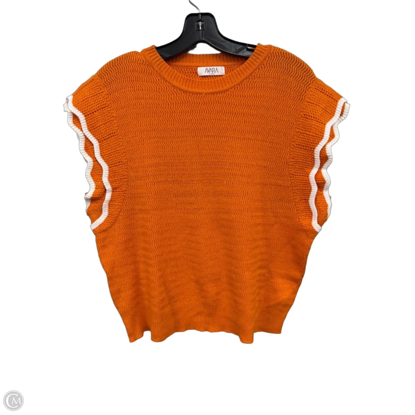 Sweater Short Sleeve By Clothes Mentor In Orange & White, Size: Xl
