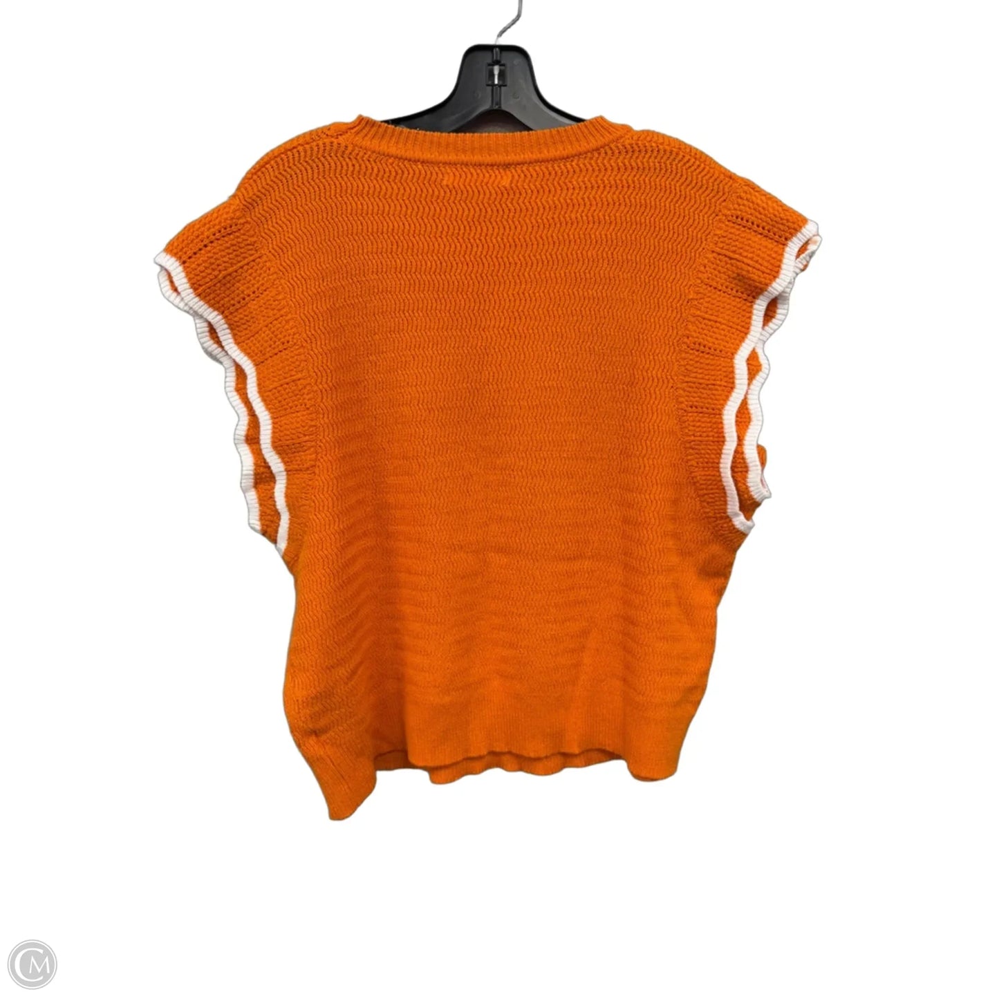 Sweater Short Sleeve By Clothes Mentor In Orange & White, Size: Xl