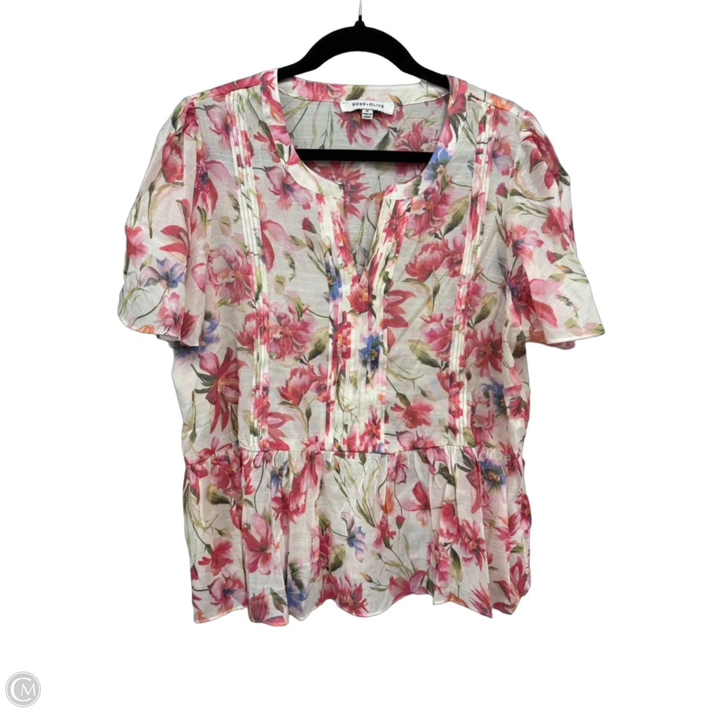 Top Short Sleeve By Rose And Olive In Floral Print, Size: 1x