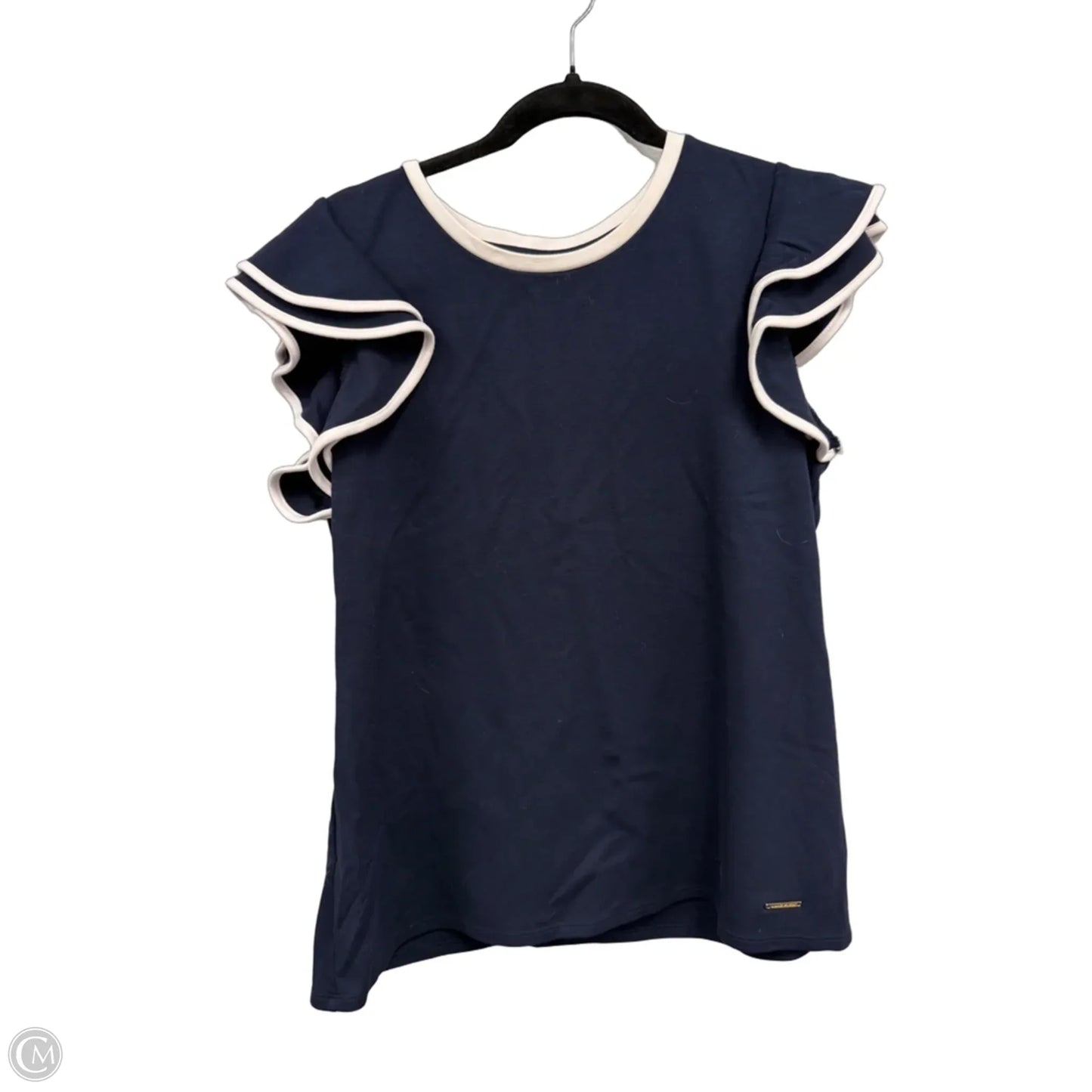 Top Short Sleeve By Anne Klein In Blue & Cream, Size: Xl