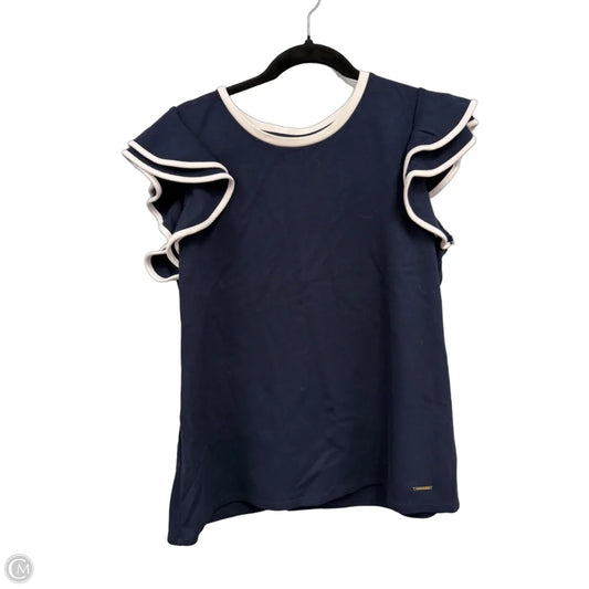 Top Short Sleeve By Anne Klein In Blue & Cream, Size: Xl