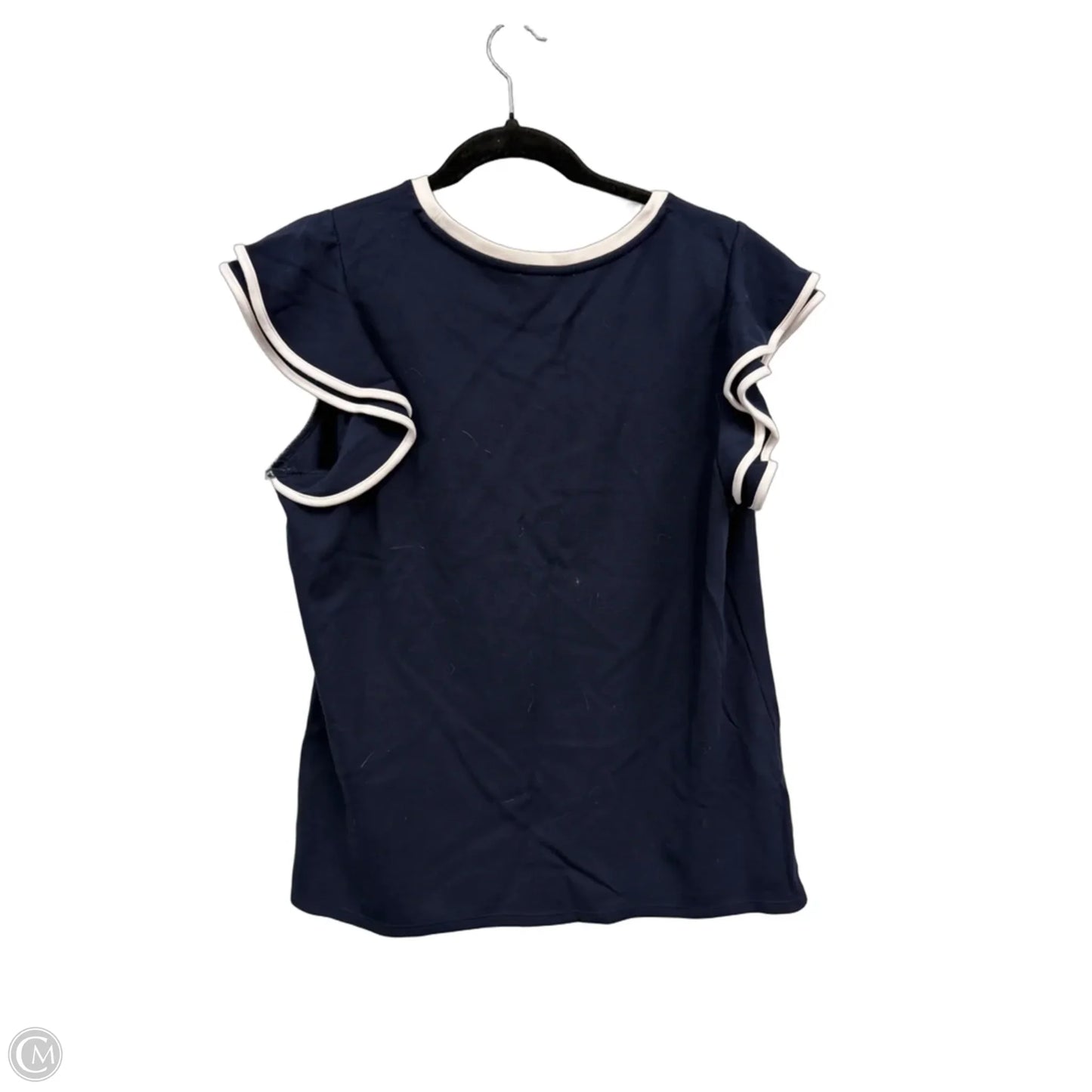 Top Short Sleeve By Anne Klein In Blue & Cream, Size: Xl
