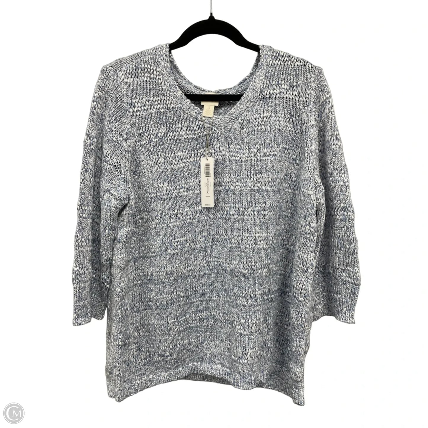 Sweater By Chicos In Blue & White, Size: Xl