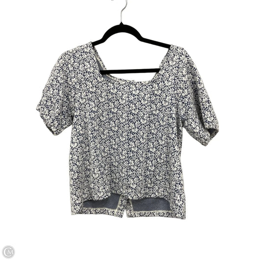 Top Short Sleeve By Madewell In Blue & White, Size: M