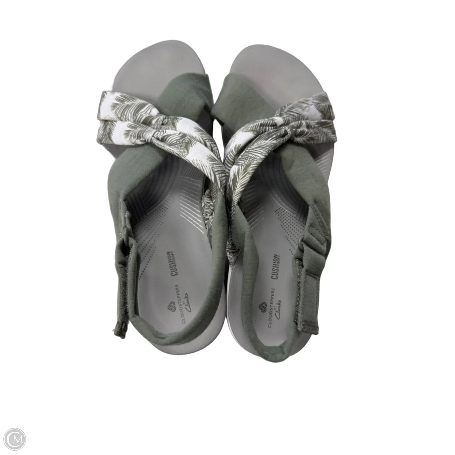 Sandals Heels Platform By Clarks In Green & White, Size: 6.5