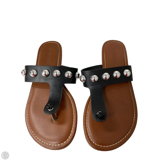 Sandals Flats By Cushionaire In Black & Silver, Size: 6.5