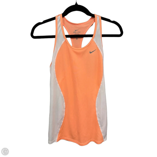 Athletic Tank Top By Nike Apparel In Orange & White, Size: S