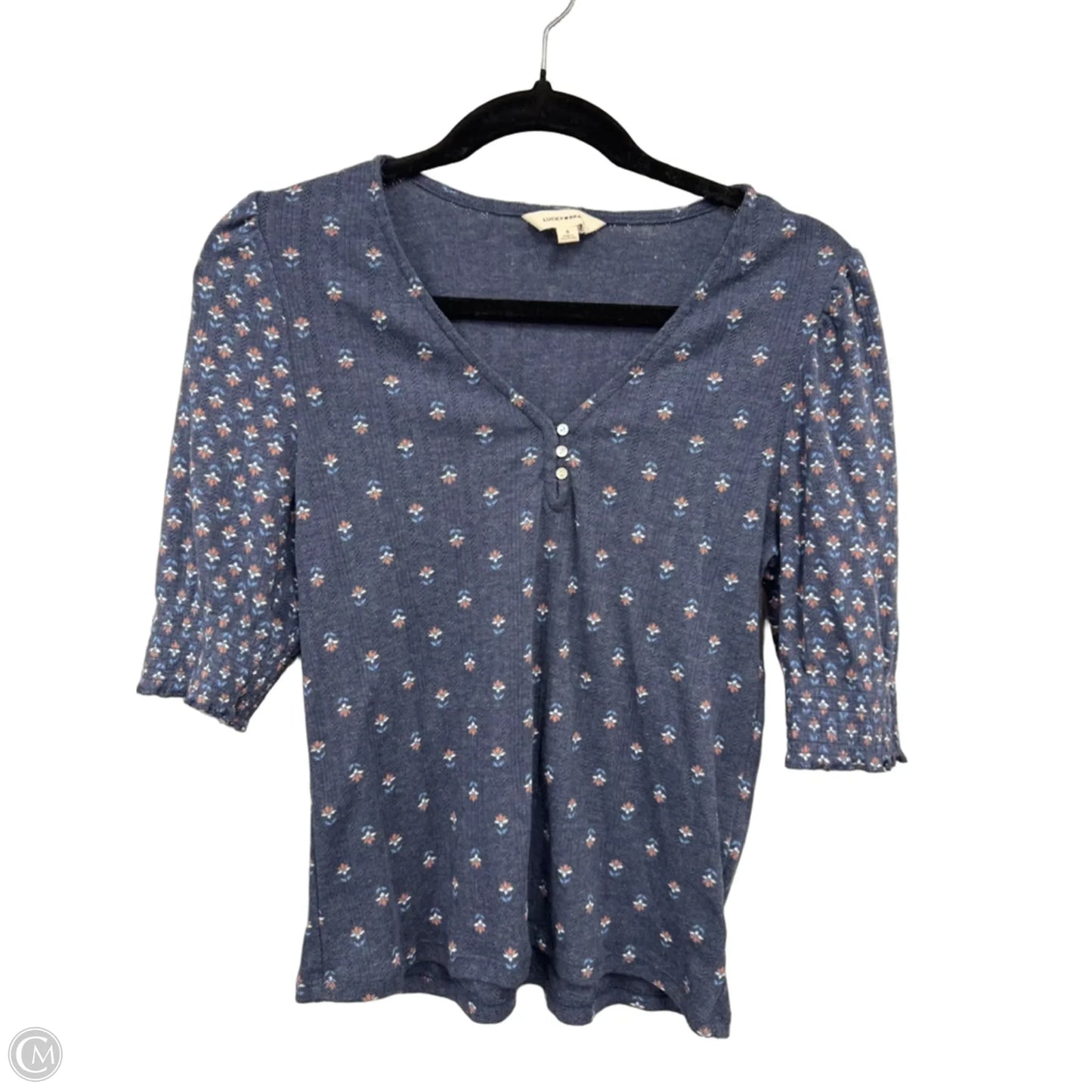 Top Short Sleeve By Lucky Brand In Floral Print, Size: S